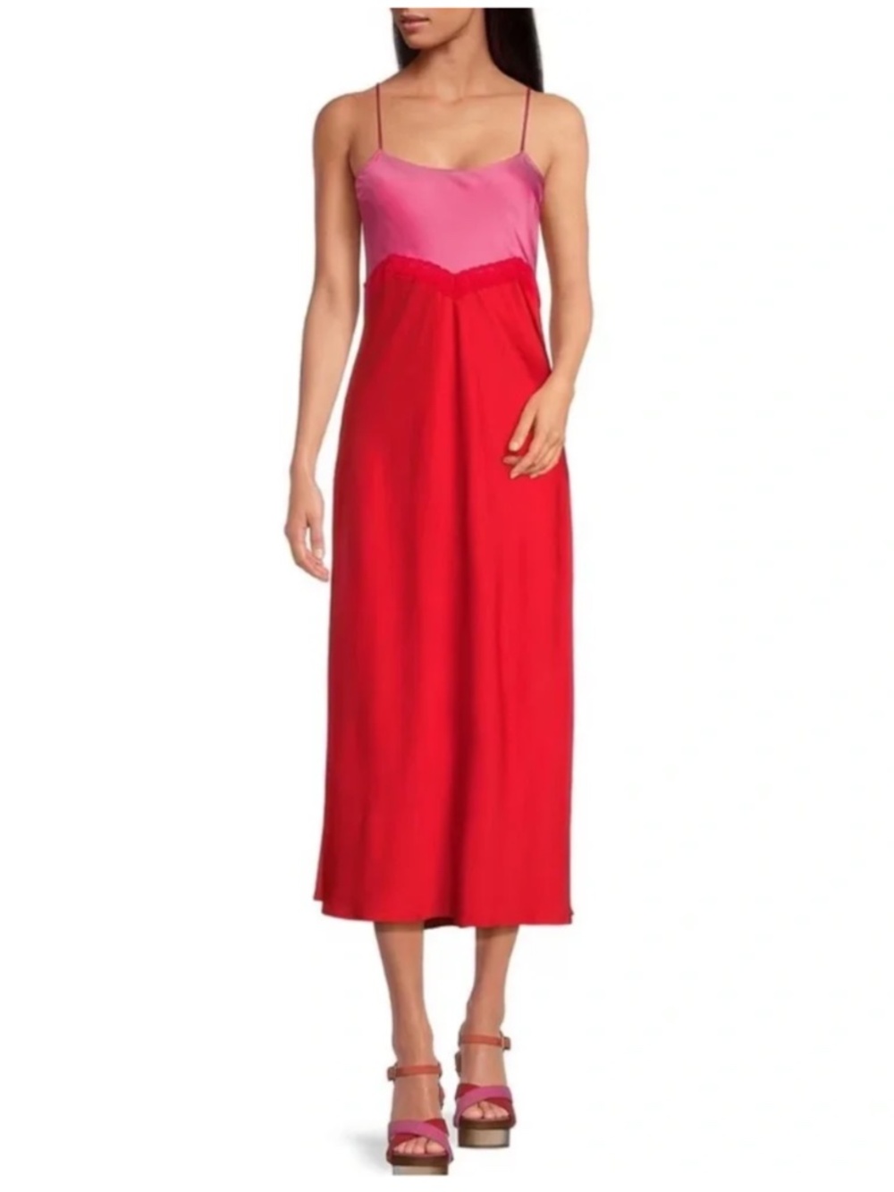 NWT Gianni Bini × DANNIJO Helena Satin Two-Tone Color Block Sleep Dress